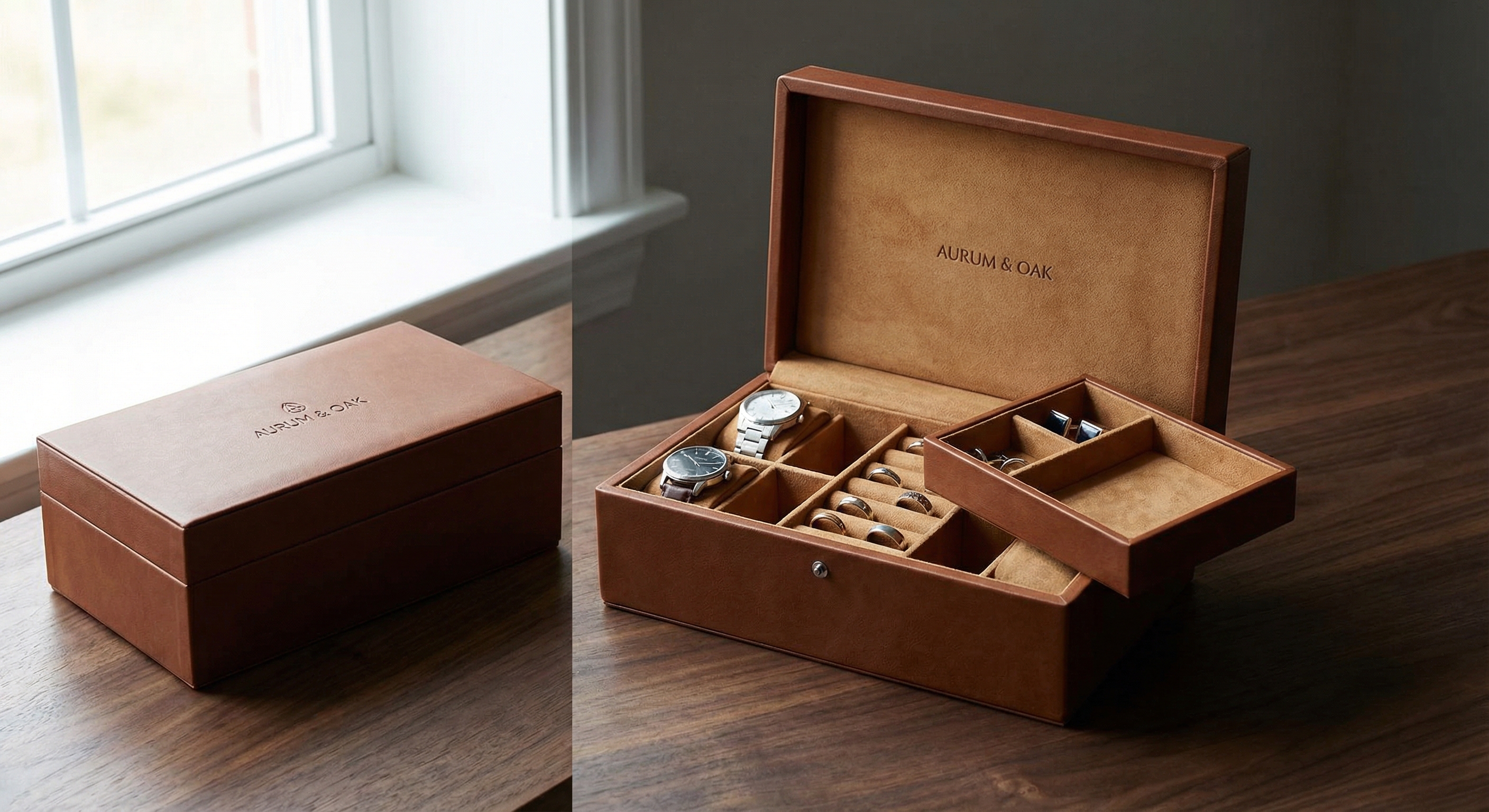 Boîte à Bijoux Homme Cuir Premium