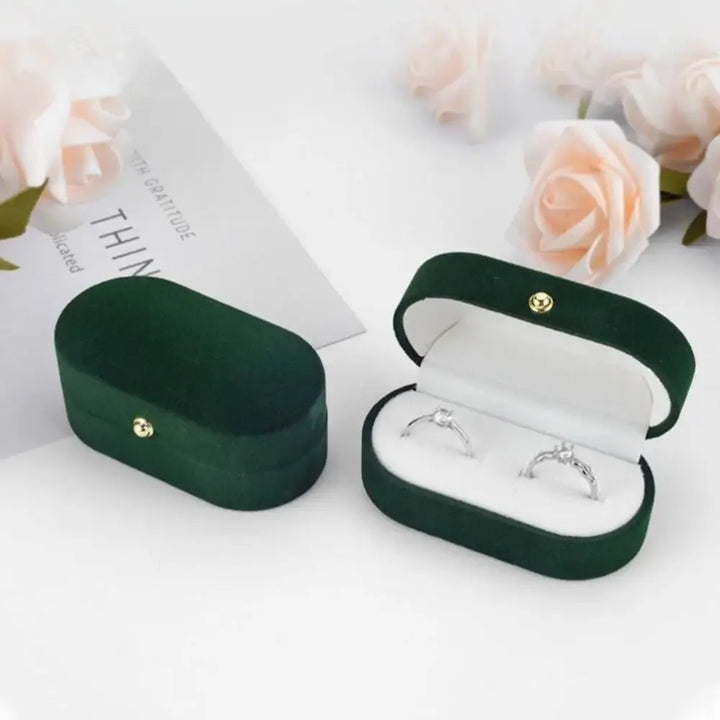 Boîte à bijoux verte pour bague